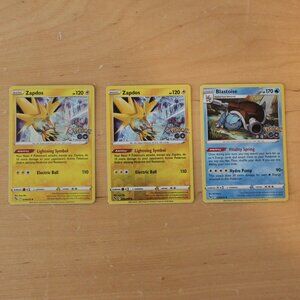3 Holo Pokemon Go Cards - Zapdos & Blastoise